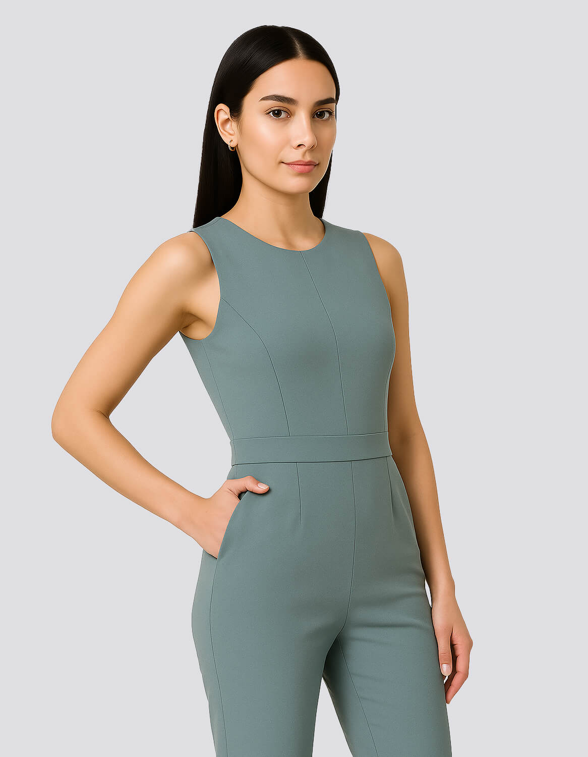 Sleek Sleeveless Tailored Jumpsuit