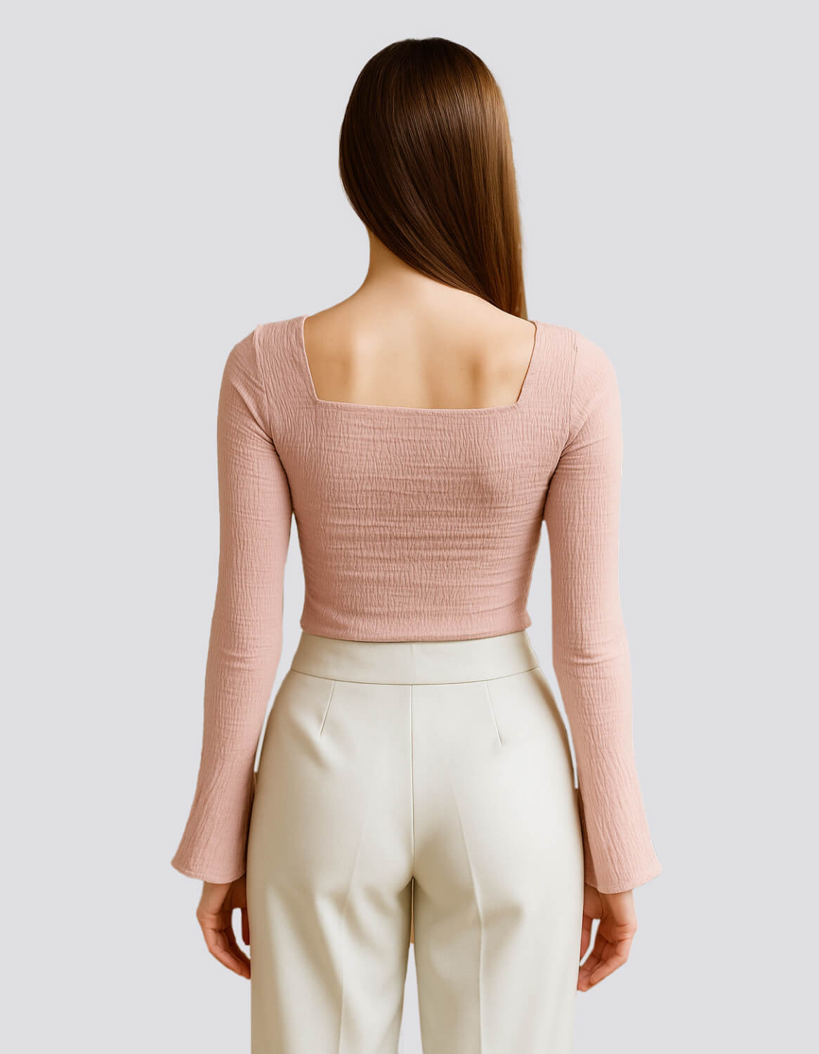 Flared Sleeve Fitted Knit Top