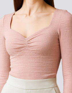 Flared Sleeve Fitted Knit Top