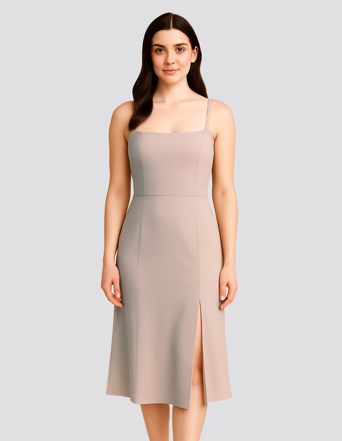 Elegant Neutral Midi Dress